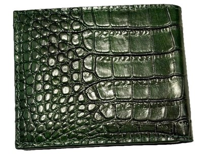 2026 MASTERS GREEN EMBOSSED ALLIGATOR LEATHER BI FOLD WALLET