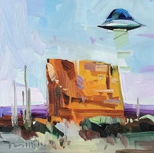 Southwest Landscape UFO Art PRINT Canvas Painting By Artist Jose Trujillo