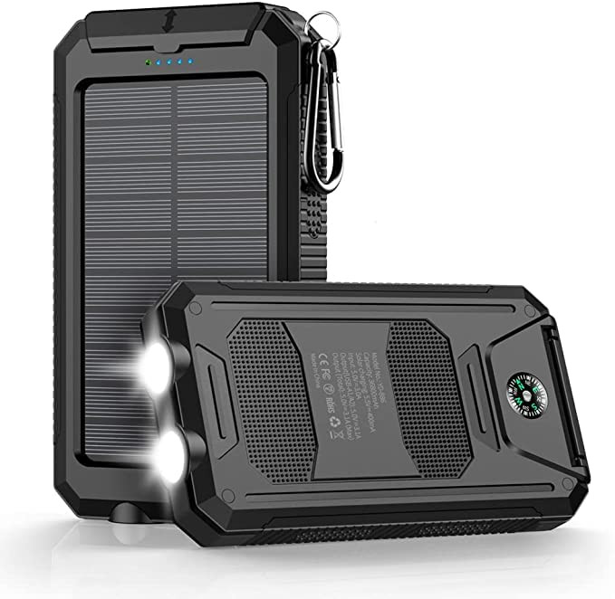 Power-Bank-Portable-Charger-Solar - 36800mAh Waterproof Portable Deep Black
