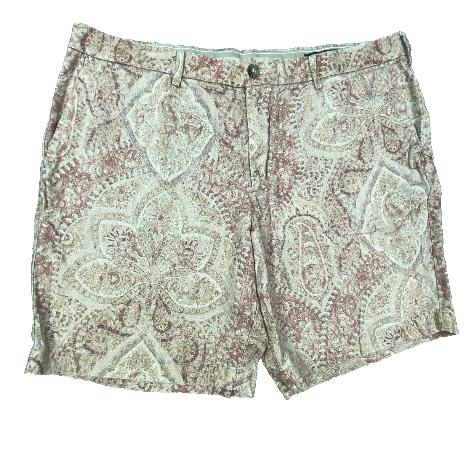 Banana Republic Shorts Mens 38 Paisley Pink Linen Boho Resort Casual Vacation