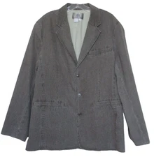 The Territory Ahead L Charcoal Striped Cotton Blend Striped Sports Coat Jacket