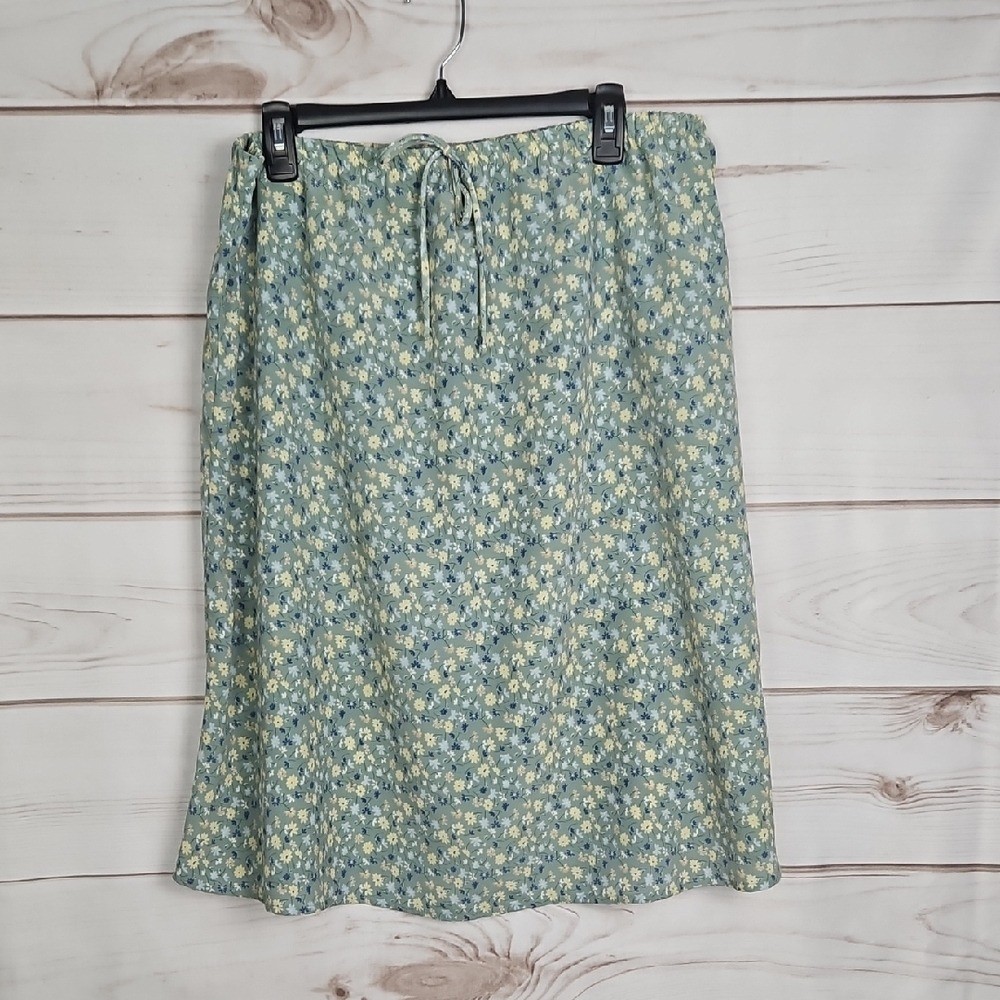 Vintage Studio 90s Dainty Floral Skirt – Blue Green Cottagecore Skirt - Large