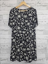 J Jill Womens Petite PM Short Sleeve Shift Dress Black White With Pockets