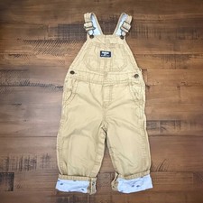 OshKosh B'gosh Kids Tan Dinosaur Print Lined Overalls Size 24M