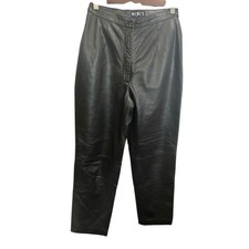 Vintage Mix It 100 Black Leather High Rise Button Zip Fly Pants Size 6 Petite