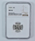 1939 Mercury Dime MS65 NGC Brown Label
