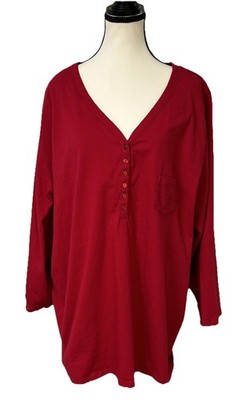 Roman's Women's Plus Size 3XL Red Shirt Top All Cotton B56