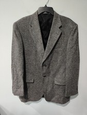 Towncraft 42R Gray Black Herringbone Wool Blazer Sport Coat Men Vintage 1990's