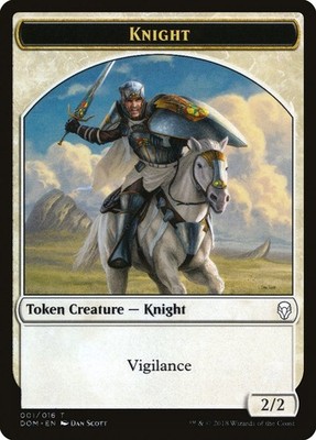 MTG 2/2 WHITE KNIGHT WITH VIGILANCE TOKEN - DOMINARIA DOM
