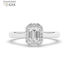 Emerald Diamond Engagement Ring Platinum Natural 0.45 Ct Solitaire