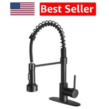 Elegant Spring Kitchen Faucet with Black Finish - Easy DIY Installation Included