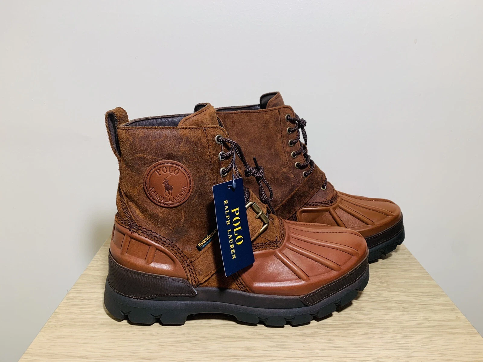 Polo Ralph Lauren Oslo High buckle waterproof leather boots brown NWOB size 11.5