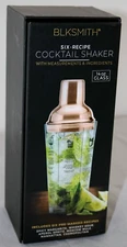 BLKSMITH 14 oz Glass 6-Recipe Cocktail Shaker w/ Measurements & Ingredients New