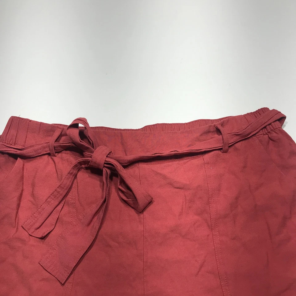 Pantalones Cortos A New Day Para Mujer XL Rojo Canela Naranja Cinturón Sarga Pull On Midi Informal Foto 3 de 4