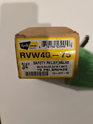Apollo RVW40-75 Bronze Safety Relief Valve 3/4 inch 75 PSI