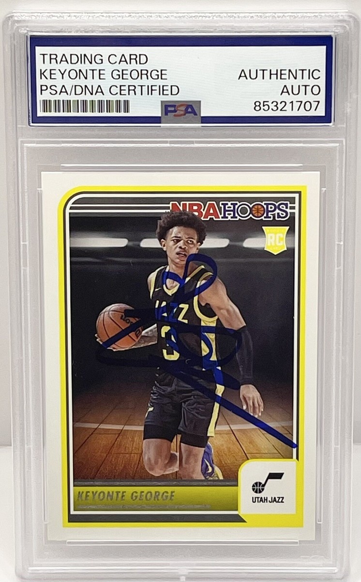 Keyonte George Signed Auto 2023-24 NBA Hoops Rookie Card PSA/DNA 