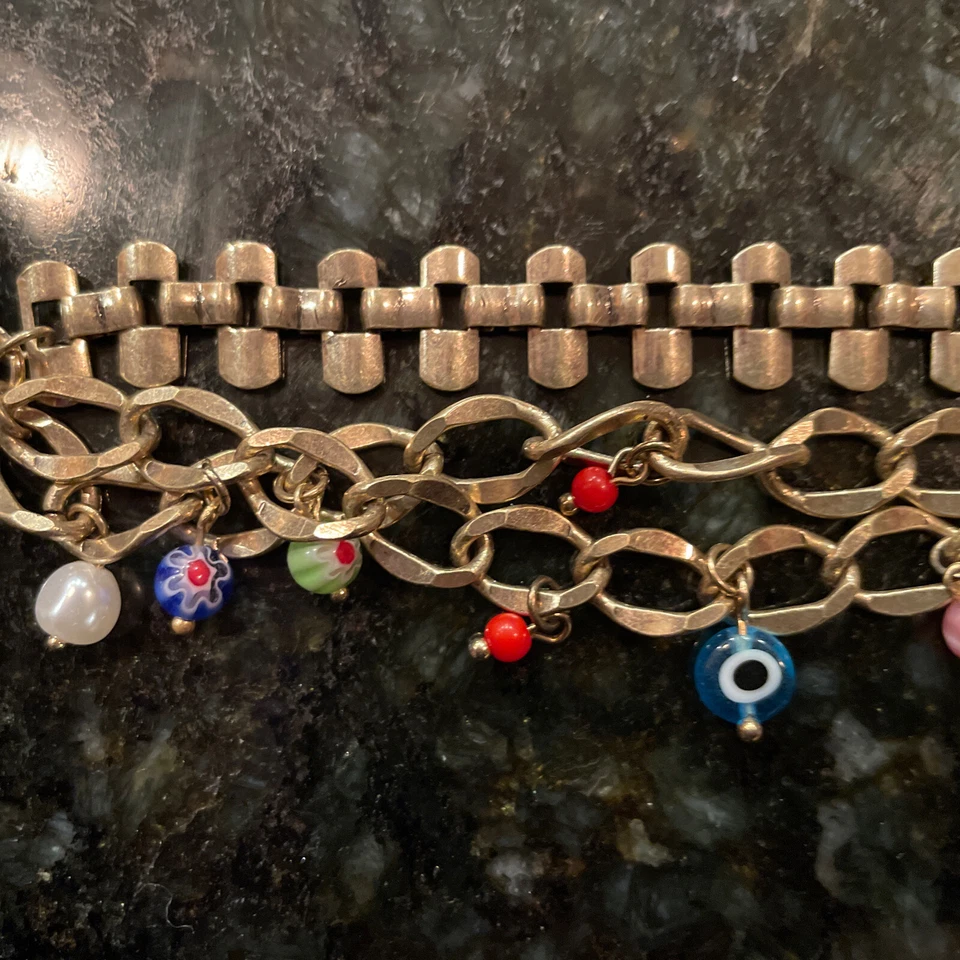 Free People Gold Tone Layered Charm Bracelet, New! $30 - Image 2 of 4