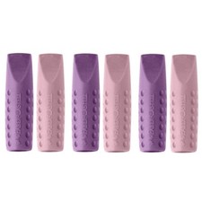 Faber-Castell Grip 2001 Eraser Rubber Pencil Cap - 6-Pack (3 Pink + 3 Purple)