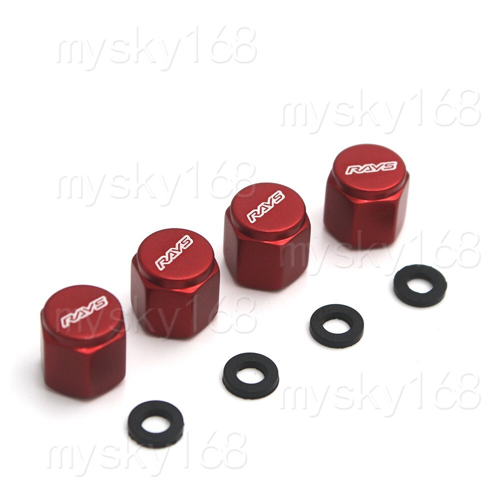 4-Piece Universal Red Tire Valve Stem Caps for Car Wheels