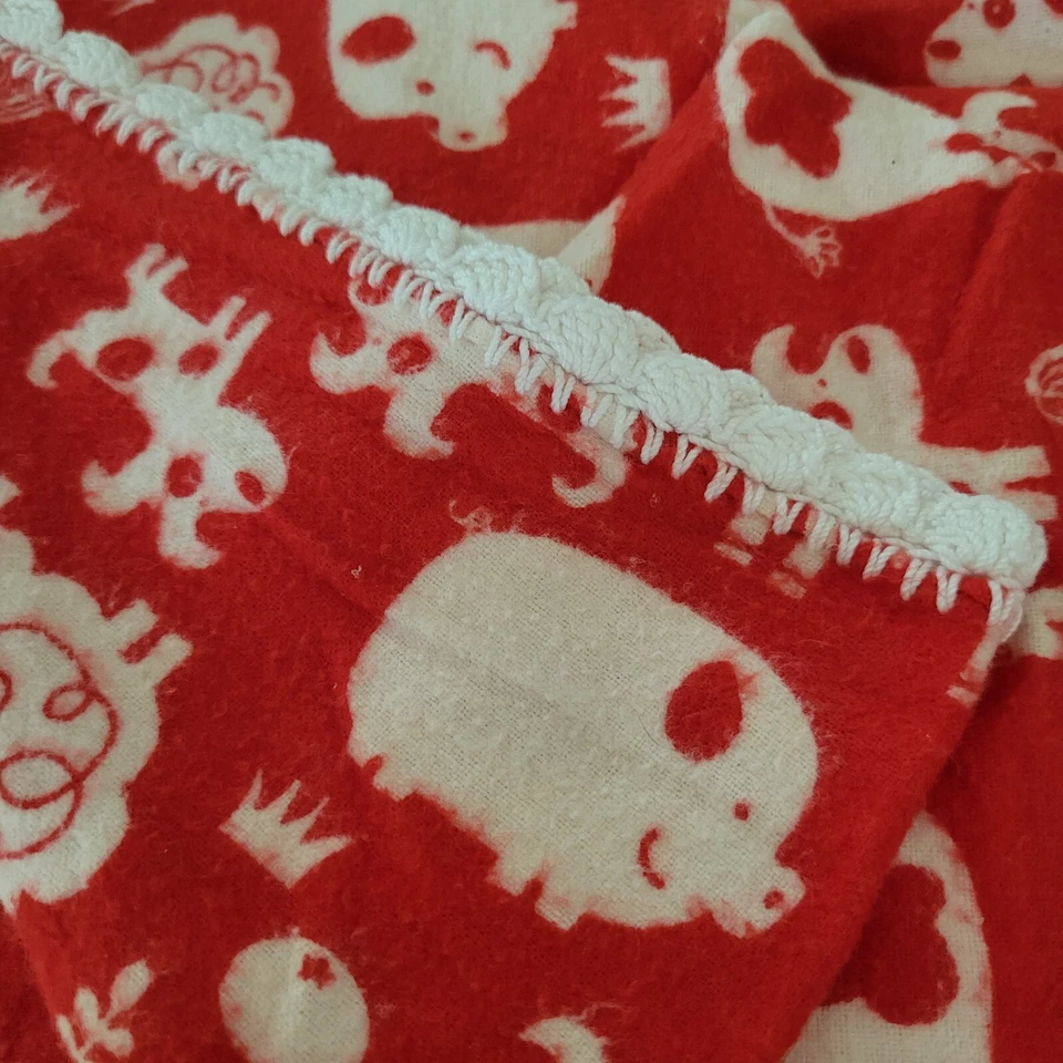 Фланелевое детское одеяло ручной работы фермерская тематика нитка вязаный край 40x33"" - Изображение 3 из 4