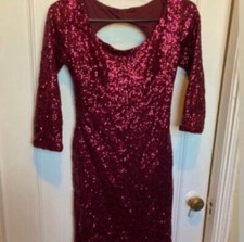 Red Sequin MidSleeve Mini Dress - Small 