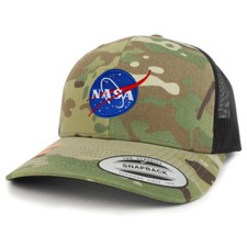Small NASA Insignia Patch Camouflage Structured Trucker Mesh Baseball Cap