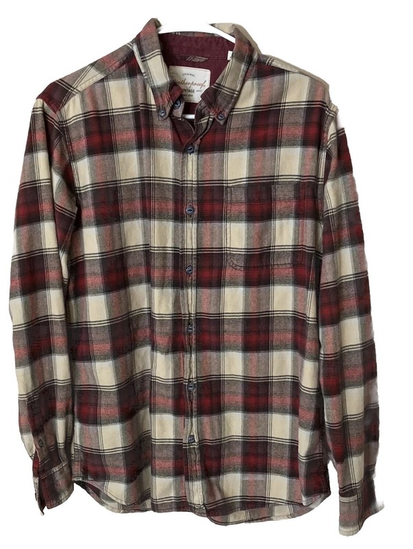 ORIGINAL WEATHERPROOF Vintage Men’s Long Sleeve Flannel Shirt BROWN PLAID Size L