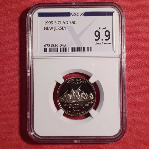 USA 1999-S Quarter 25c Coin: New Jersey State - NGC X 9.9 PR69