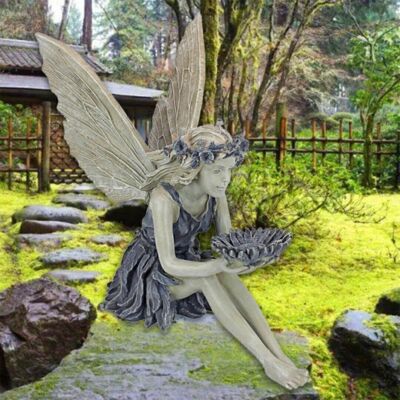 Garten Sitzende Fee Statue Ornamente Harz Handwerk Landschaftsbau Figur Dekor