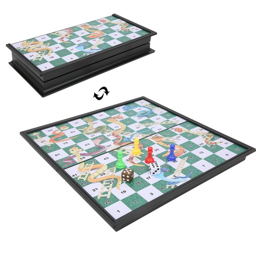 Magnetic Snakes Ladders Board Game Foldable Kids Educational Travel Board Games - Picture 10 of 13
