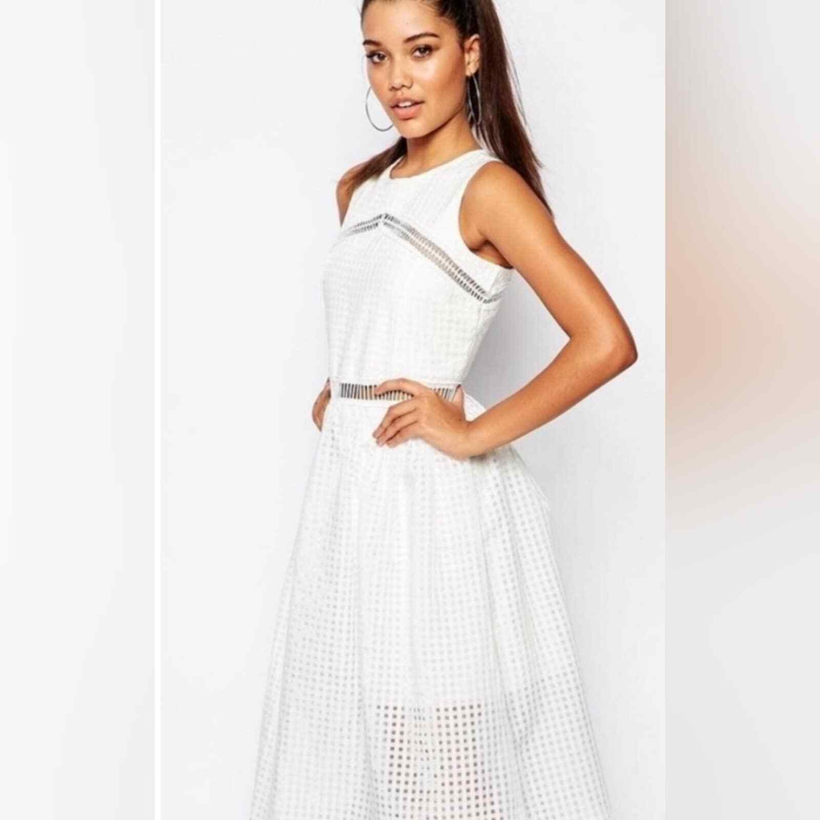 RIVER ISLAND white midi dress wedding formal evening dinner cocktail