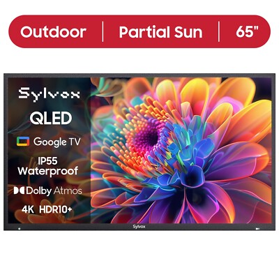 Sylvox 65'' Outdoor QLED TV IP55 weatherproof App store voice remote Partialsun
