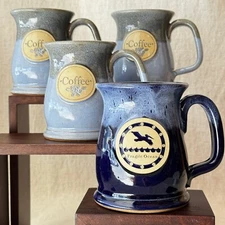 Sunset Hill Stoneware Mugs Handcrafted Fragile Ocean & Coffee - Your Choice