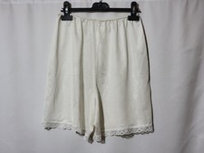 VINTAGE SEARS PETTIPANTS SILKY LONG LEG PANTIES WHITE NYLON  LACE MED USA MADE