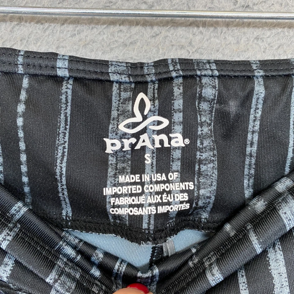 Leggings Prana Capri Mujer Pequeños Roxanne Negro Gris Chevron Tiro Medio Elastizados Foto 4 de 4