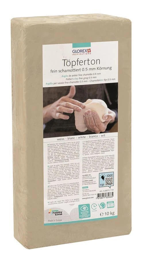 GLOREX Töpferton weiß feinschamottiert, 10kg