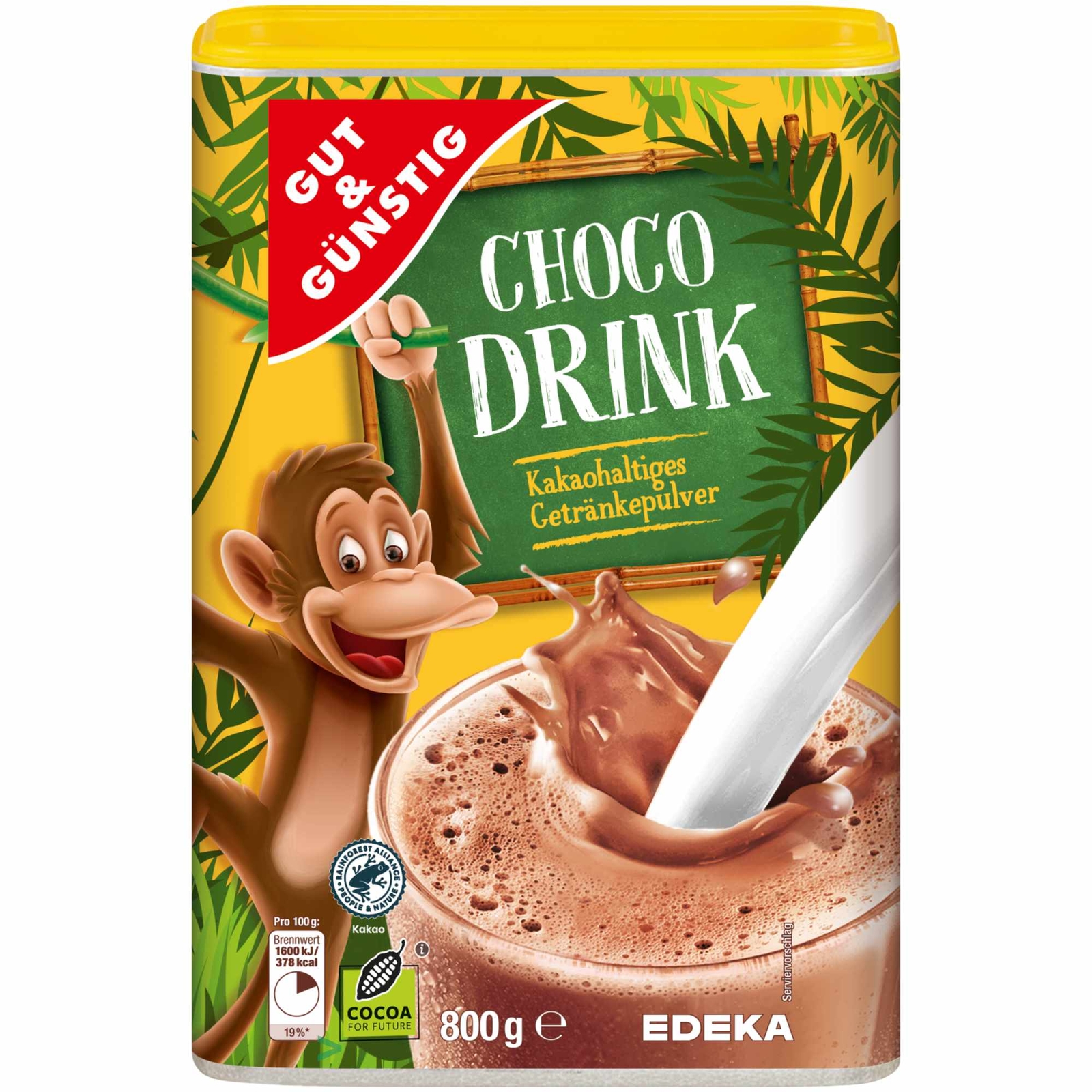 Gut&Günstig Choco Drink Kakaohaltiges Getränkepulver 800g Packung