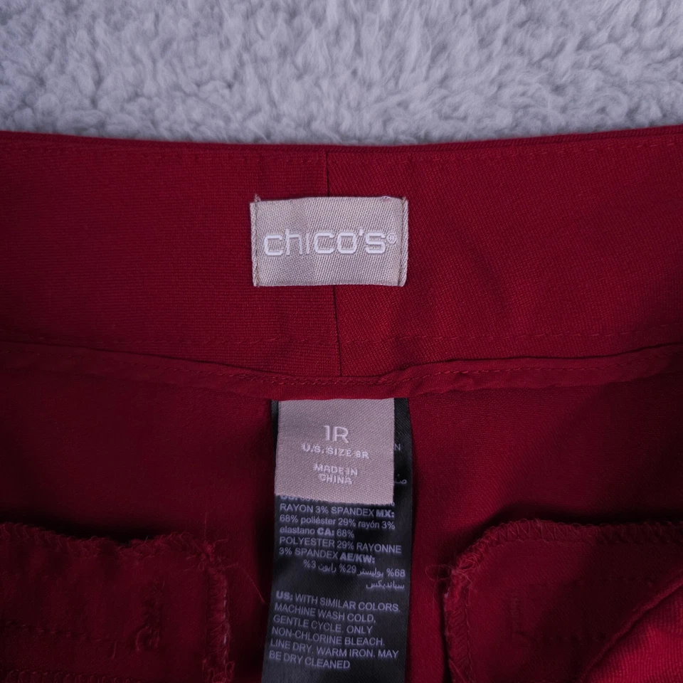 Chicos Pants Womens 1 US 8 Red So Slimming Bootcut Flare Trousers Stretch Career - Image 3 of 4