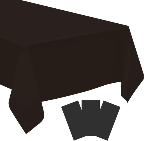 3 Pack Black Disposable Tablecloth, 54" X 108" Plastic Table Covers, Decorative