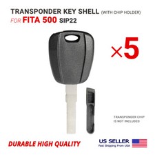 5x New Replacement Transponder Key Shell For Fiat 500 Sip22 With Chip Holder