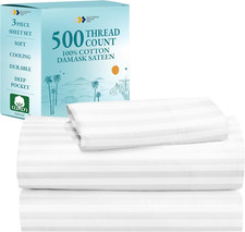 Luxury 3-Piece Twin XL Cotton Sheet Set - 500 TC Cooling Deep Pocket White