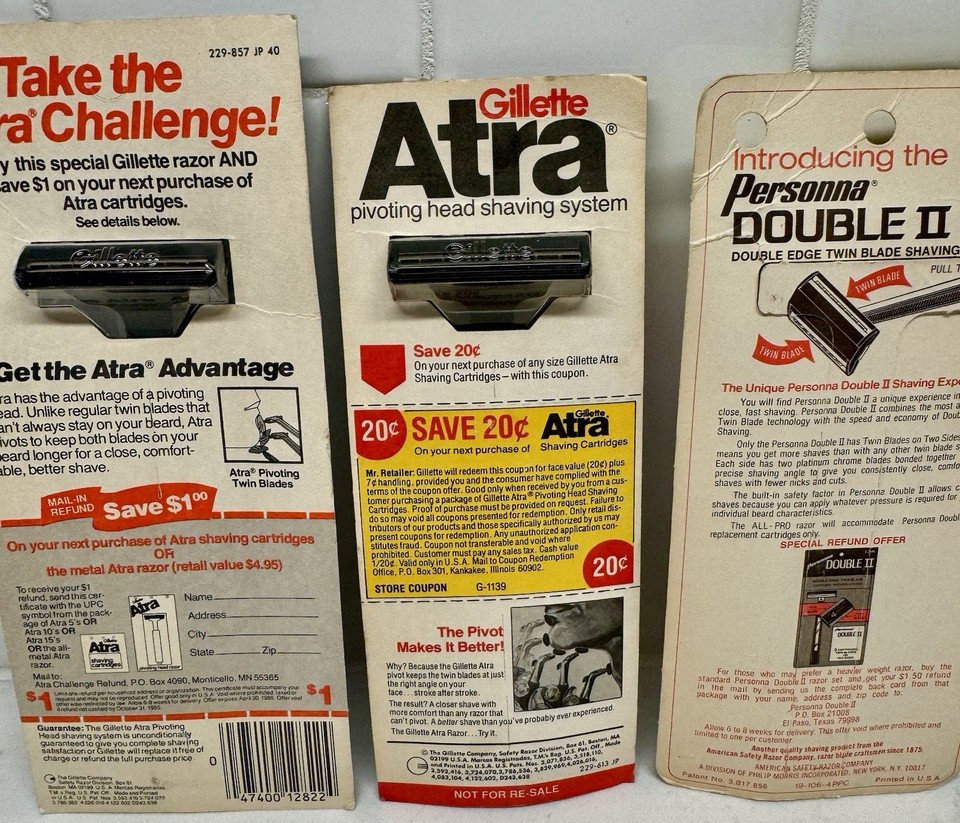 Lot of 2 - Vintage NOS Gillette ATRA Pivoting Safety Razor NEW 1980's ...