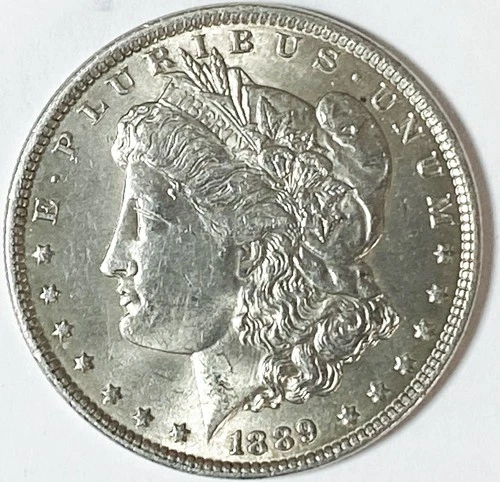 1889 $1 Morgan Silver One Dollar US Coin Philadelphia AU