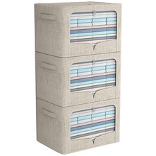 Foldable Storage Bins Stackable Fabric Organizers with Clear Window