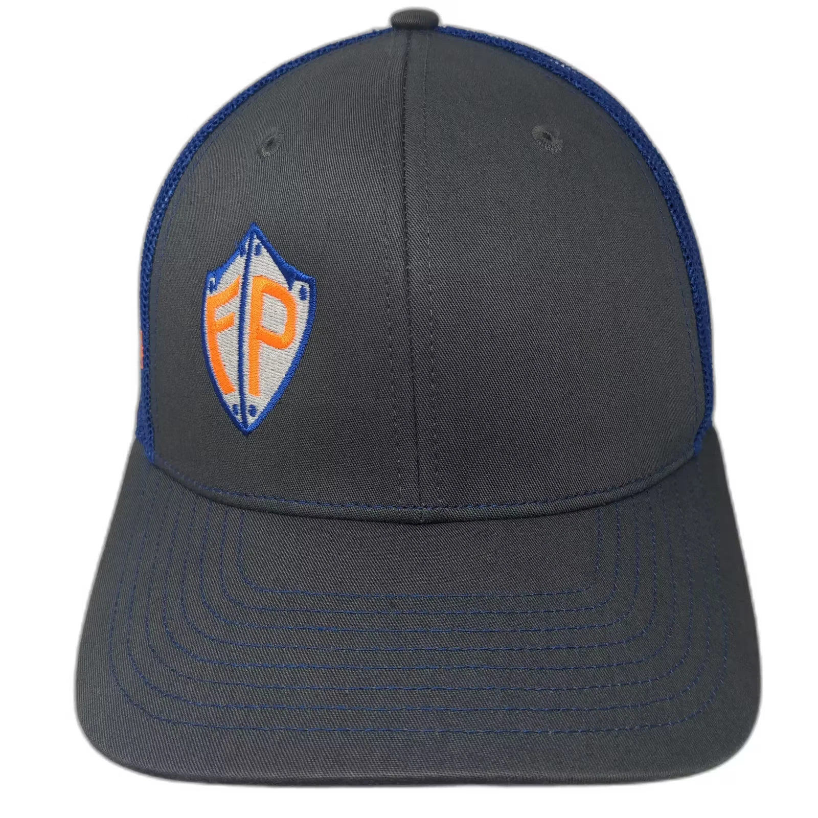 Richardson Trucker Hat Gray Blue OS Fix & Protect Shield Embroidered Hat
