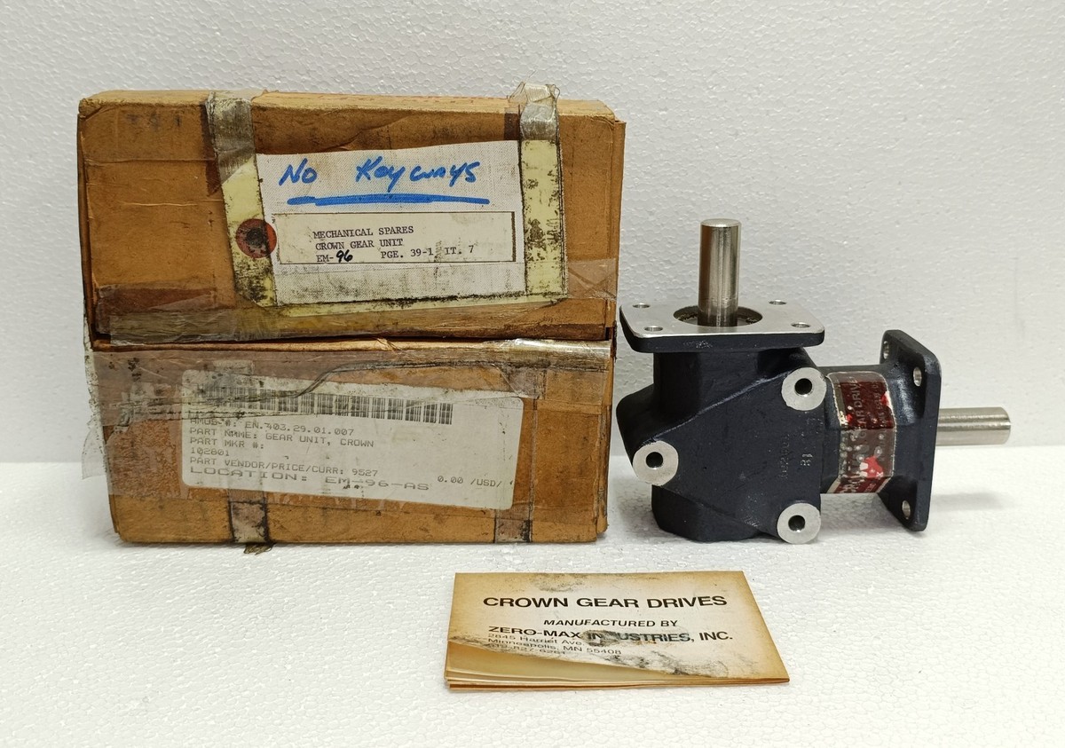ZERO-MAX 102801 Crown Gear Drive Right Angle 2-Way Gearbox 1:1