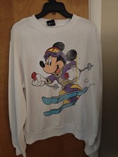 Disney Adult Sweatshirt Mickey Mouse Winter Snow Skiing Size Small NWT Soft