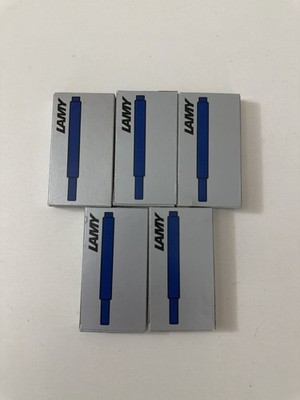 NIB! Lamy Lot of 25 / 5 Packs Blue Black T10 Fountain Pen Ink Cartridges