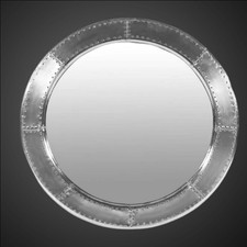 24"Aviator Modern Round Wall Mirror Aluminum Nautical Porthole For Home Office