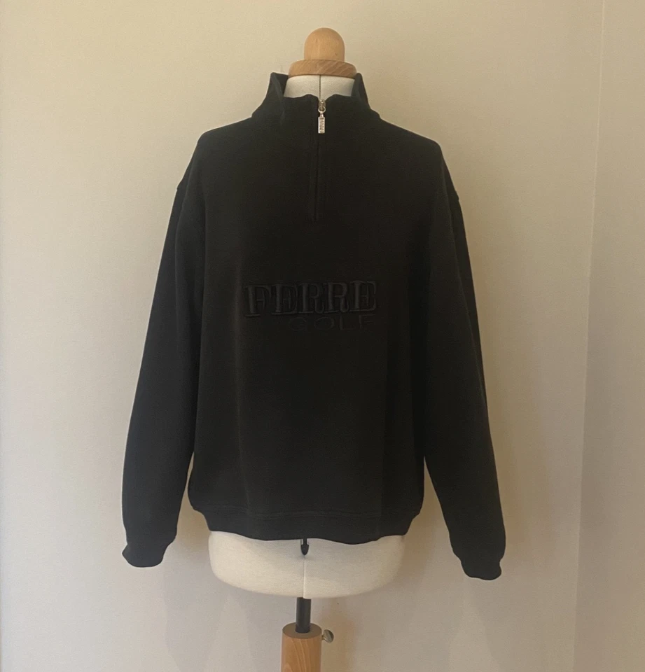 Black Quarter Zip Sweatshirt | Size M | Cotton Blend | Golf Style Pullover - Image 4 of 4